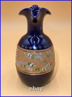 Antique Royal Doulton Pitcher Stoneware Jug Cobalt Blue item 7380 7.25 tall