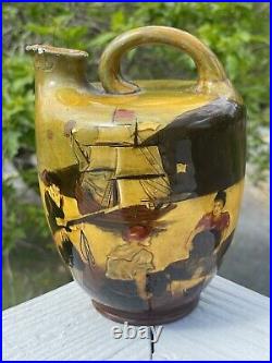 Antique Royal Doulton Pottery Kingsware Scotch Whisky Jug The Pirates Greenlees