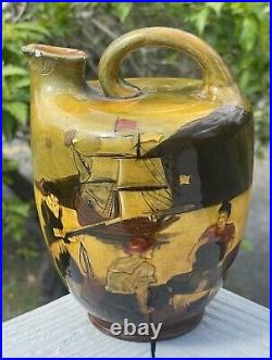 Antique Royal Doulton Pottery Kingsware Scotch Whisky Jug The Pirates Greenlees