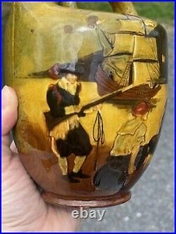 Antique Royal Doulton Pottery Kingsware Scotch Whisky Jug The Pirates Greenlees