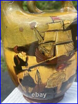 Antique Royal Doulton Pottery Kingsware Scotch Whisky Jug The Pirates Greenlees