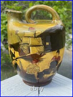 Antique Royal Doulton Pottery Kingsware Scotch Whisky Jug The Pirates Greenlees