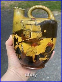 Antique Royal Doulton Pottery Kingsware Scotch Whisky Jug The Pirates Greenlees