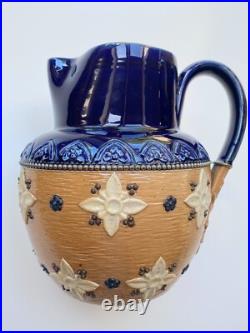 Antique Royal Doulton Stoneware Jug, C1910, Cobalt Blue & Salt Glaze, No. 8678