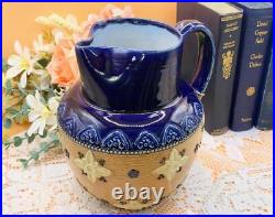 Antique Royal Doulton Stoneware Jug, C1910, Cobalt Blue & Salt Glaze, No. 8678