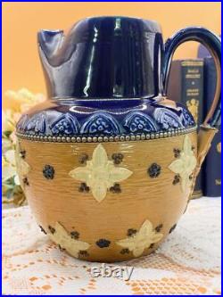 Antique Royal Doulton Stoneware Jug, C1910, Cobalt Blue & Salt Glaze, No. 8678