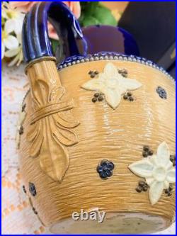 Antique Royal Doulton Stoneware Jug, C1910, Cobalt Blue & Salt Glaze, No. 8678