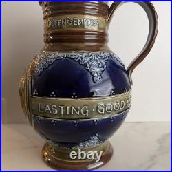 Antique Royal Doulton Stoneware QUEEN Empress VICTORIA JUG 9'' 1897 Lasting Good