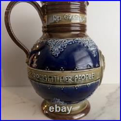 Antique Royal Doulton Stoneware QUEEN Empress VICTORIA JUG 9'' 1897 Lasting Good