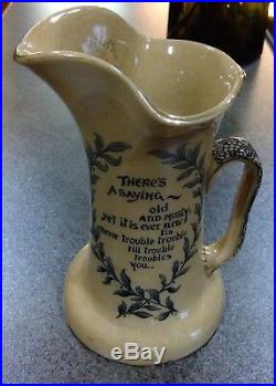 Antique Stoneware Fabulous Royal Doulton Jug Water Picture Old Quotes