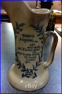 Antique Stoneware Fabulous Royal Doulton Jug Water Picture Old Quotes