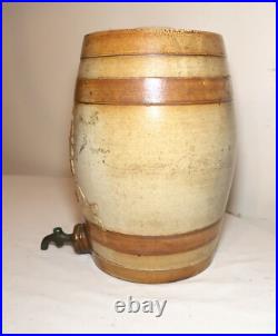 Antique handmade stoneware saltglaze pottery Royal Doulton gin keg dispenser jug