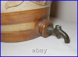 Antique handmade stoneware saltglaze pottery Royal Doulton gin keg dispenser jug