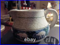 Antique old crackle pottery creamer pitcher Royal Doulton Polar bear design
