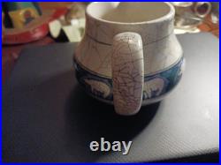 Antique old crackle pottery creamer pitcher Royal Doulton Polar bear design