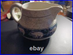 Antique old crackle pottery creamer pitcher Royal Doulton Polar bear design