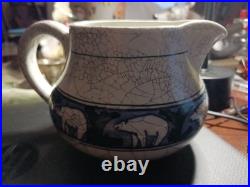 Antique old crackle pottery creamer pitcher Royal Doulton Polar bear design