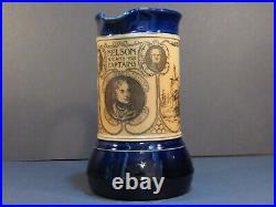 Atq Royal Doulton Nelson and His Captains Commemorative Blue Jug Pitcher 1905