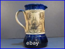 Atq Royal Doulton Nelson and His Captains Commemorative Blue Jug Pitcher 1905