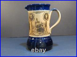 Atq Royal Doulton Nelson and His Captains Commemorative Blue Jug Pitcher 1905