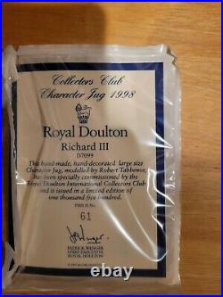 D7098 Richard III Toby Jug Royal Doulton Extremely Rare Collector Condition