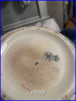 Doulton Botanical Ceramic Jug Glossy Finish Decorative Handle White Blue