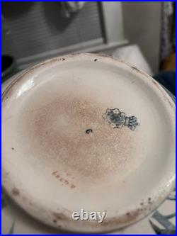 Doulton Botanical Ceramic Jug Glossy Finish Decorative Handle White Blue