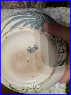 Doulton Botanical Ceramic Jug Glossy Finish Decorative Handle White Blue