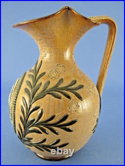Doulton Lambeth Jug Ewer Brown Laurel Leaves Centurion Cameo Medallion Antique