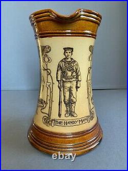 Doulton Lambeth stoneware Art Nouveau pottery ale jug Boer War British Navy 1899