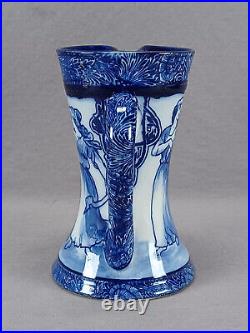 Doulton Morrisian Ware Dancing Ladies Blue & White Pitcher Circa 1903-1924