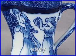 Doulton Morrisian Ware Dancing Ladies Blue & White Pitcher Circa 1903-1924