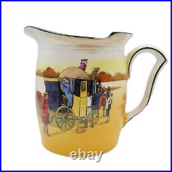 Early Royal Doulton Coaching Days Pitcher Jug 5.5 Yellow England C1906 Antique