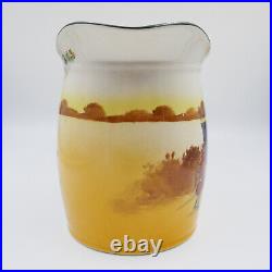 Early Royal Doulton Coaching Days Pitcher Jug 5.5 Yellow England C1906 Antique