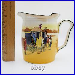 Early Royal Doulton Coaching Days Pitcher Jug 5.5 Yellow England C1906 Antique