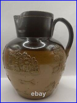 Edwardian Royal Doulton Lambeth Farming Scene Jug/ Pitcher Stoneware ORIG