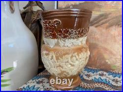 English Victorian Royal Doulton Stoneware Jug Pitcher C1890 Bacchus Theme