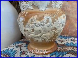 English Victorian Royal Doulton Stoneware Jug Pitcher C1890 Bacchus Theme