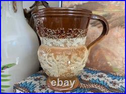 English Victorian Royal Doulton Stoneware Jug Pitcher C1890 Bacchus Theme