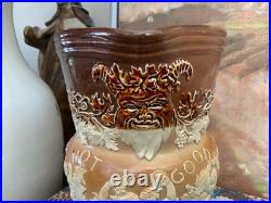 English Victorian Royal Doulton Stoneware Jug Pitcher C1890 Bacchus Theme