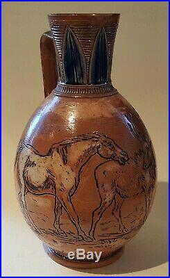 Hannah Barlow Royal Doulton Lambeth vintage Victorian antique horse & stag jug