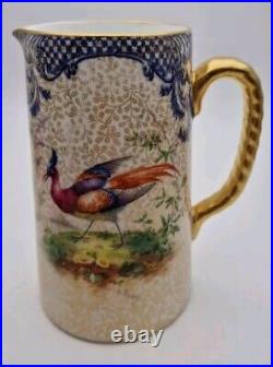 LARGE ROYAL DOULTON SIGNED E PERCY LYTON EXOTIC BIRD JUG c. 1920's PERFECT