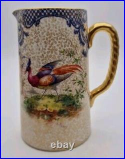 LARGE ROYAL DOULTON SIGNED E PERCY LYTON EXOTIC BIRD JUG c. 1920's PERFECT