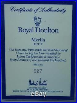 LARGE Royal Doulton MERLIN Character Jug D7117 Ltd Ed #917 of 1,500 + COA