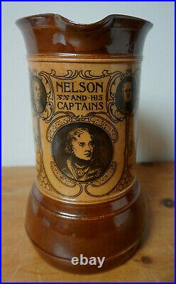 LORD NELSON AND HIS CAPTAINS Large Royal Doulton Stoneware Jug 1905 HMS Victory