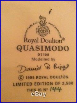 Large 7 Limited Edition Royal Doulton Quasimodo English Ceramic Porcelain Jug