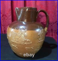 Large Vintage Antique Royal Doulton Lambeth 9 Stoneware Pottery Pitcher