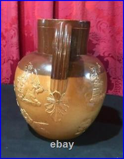 Large Vintage Antique Royal Doulton Lambeth 9 Stoneware Pottery Pitcher