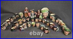 Lot Of 43 Royal Dalton Toby Mugs & Pitchers, Mixed Sizes