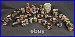 Lot Of 43 Royal Dalton Toby Mugs & Pitchers, Mixed Sizes